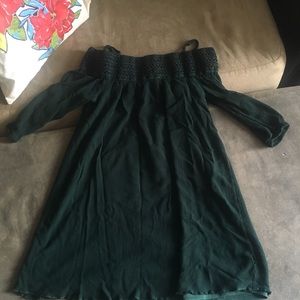 Forest Green Off Shoulder Tunic Dress